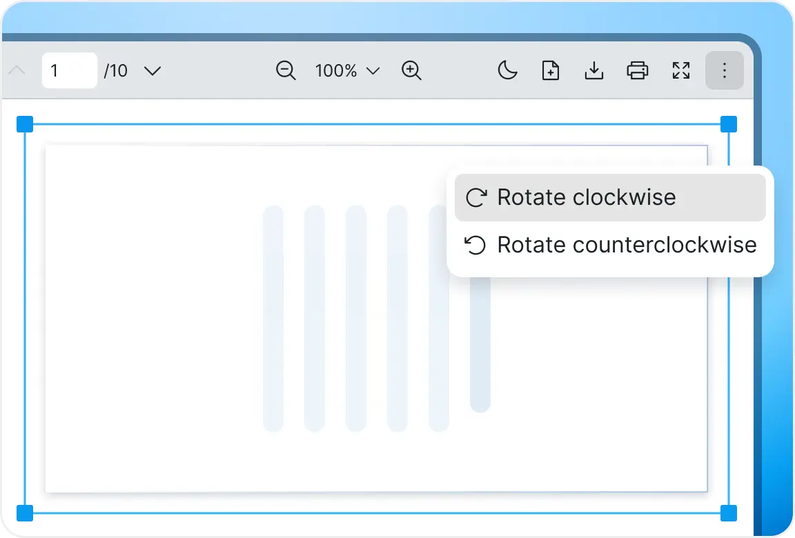 Users can rotate the PDF document clockwise or counterclockwise on React PDF