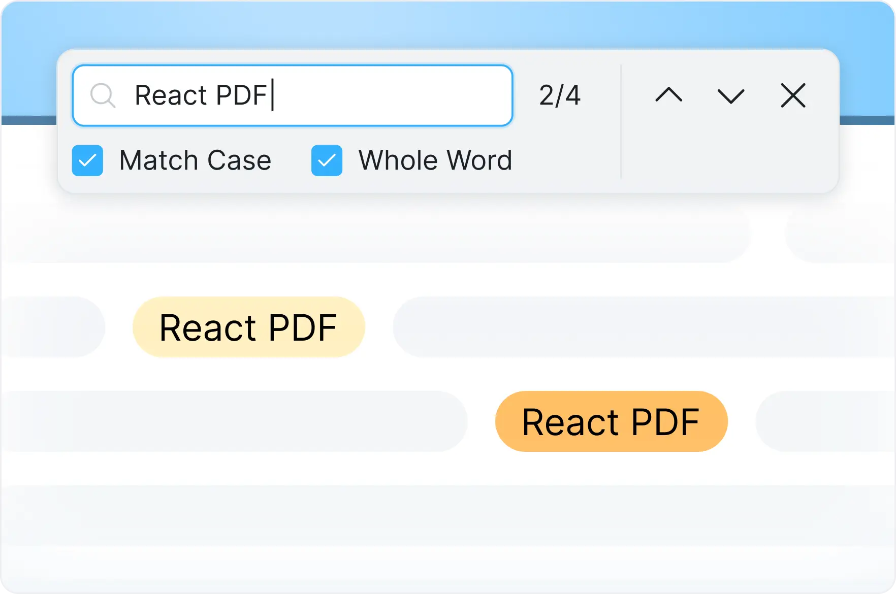 Users can search for keywords using options such as match case, whole word and more